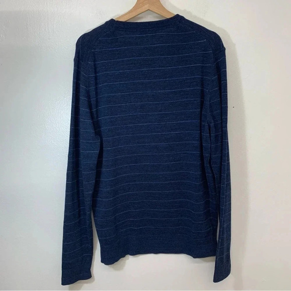 Jos A Bank Sweater Men XL Long Sleeve Blue Stripe Cotton Stretch Crew Neck - Picture 9 of 10